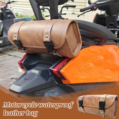Motorcycle Bags For Back Seat Motorcycle Saddle Bags Retro Decor Leather Storage Organizer Gear Pouch For Men Women Bike Luggage