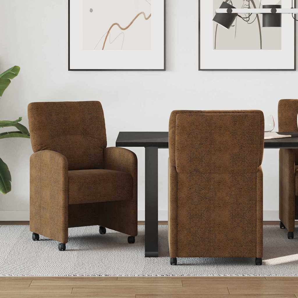 Dining Chairs with Casters 2 pcs Brown 57 x 67 x 95 cm