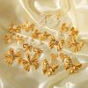 Titanium Steel Bow Ear Studs, 18K Gold Stainless Steel Butterfly Pearl Earrings, High-end Ear Jewelry