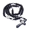 Car Ornament Handmade Rosary Necklace Wood Crucifix Pendant Chain Wood Beads Necklace  Church