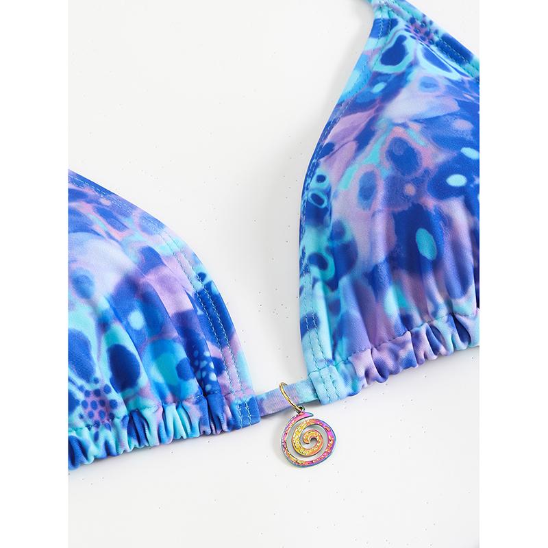 Women Halter String Bikinis With Beach Skirt Printed Swimwear Female Prints Swimsuit Bather Bathing Swimming Suit