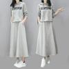 Maglione lungo con lettere per l'inizio dell'autunno, gonna da donna, moda casual, completo due pezzi ampio