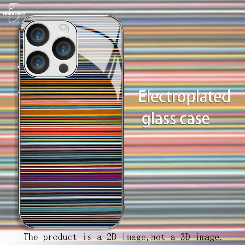 Color-striped electroplated glass Phone Case for iPhone 17 16 15 14 13 12 11 Pro Max Plus shock-resistant back Cover