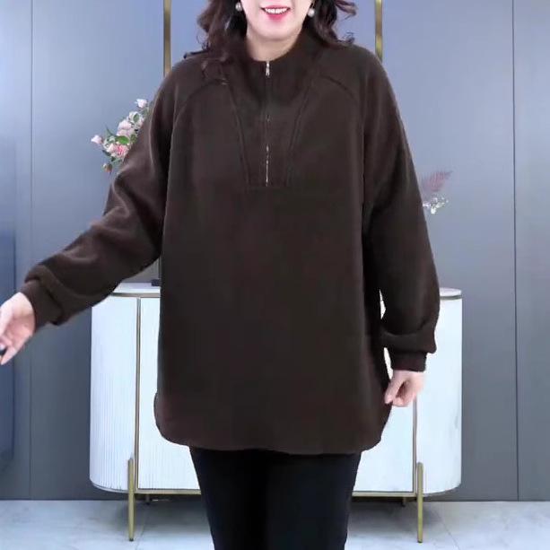 2024 Herbst/Winter Koreanischer Stil Übergröße Fleecegefüttertes Lockeres Sweatshirt für Damen