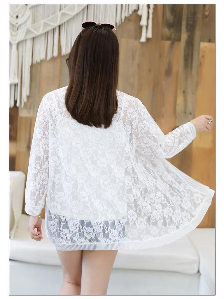 1905 Spitzen-Cardigan Sommer-Top - Damen Übergröße Schwarz & Weiß Sonnenschutz Schal Oberbekleidung