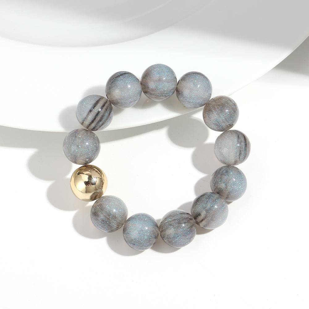 Fashion Acrylic Big Round Beaded Bracelet for Women Simple Glitter Colorful Handmade Strechy Bracelets Jewelry Accessories Gift