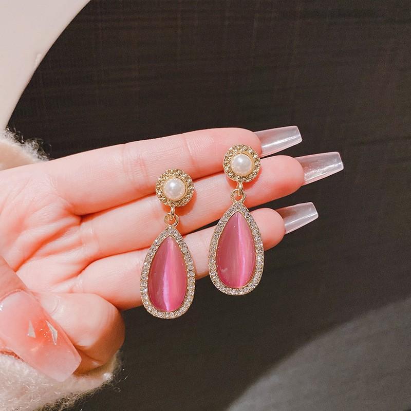 

Hot-selling French color opal earrings medieval light luxury temperament earrings new Chinese style earrings purple розовый