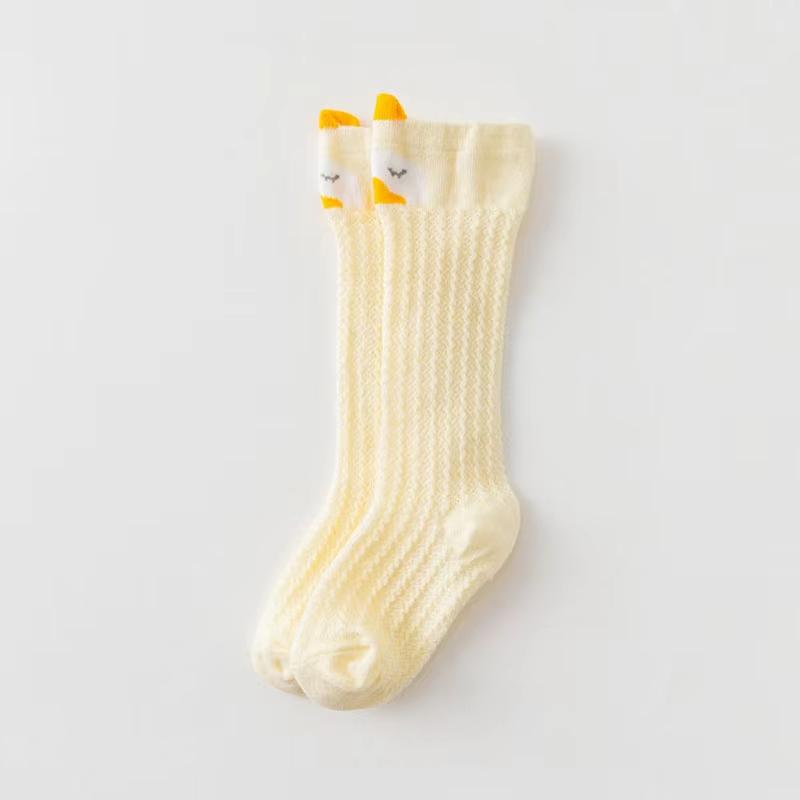 

Носки для новорожденных с изображением животных из мультфильмов, летние дышащие сетчатые хлопковые носки для мальчиков и девочек, милые мягкие эластичные длинные носки для малышей S жёлтый