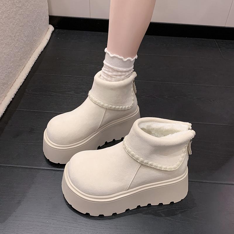 Fashion Winter Chunky Platform Heels Women Ankle Boots Keep Warm Height Increase  Short Booties Shoes Zapatos Mujer