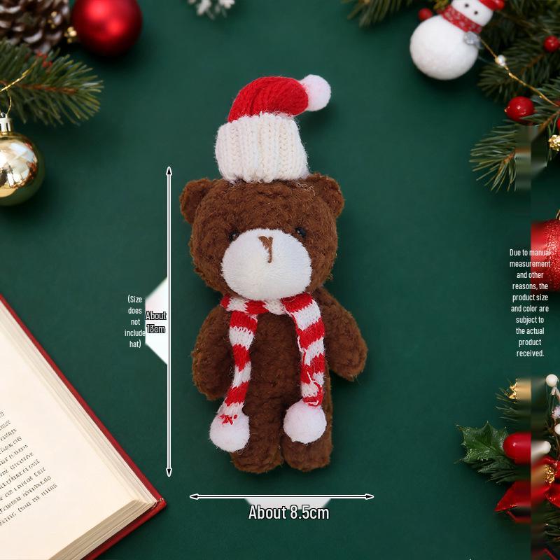 Christmas Blush Bear Plush Keyring with Scarf - Cute One-Piece Bag Charm Toy Gift