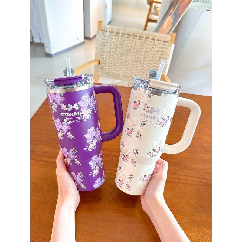 Large Capacity Thermos Cup for Women, Office Coffee Cup, Ice Cup, Straw Water Cup, Giant High-Value Cup