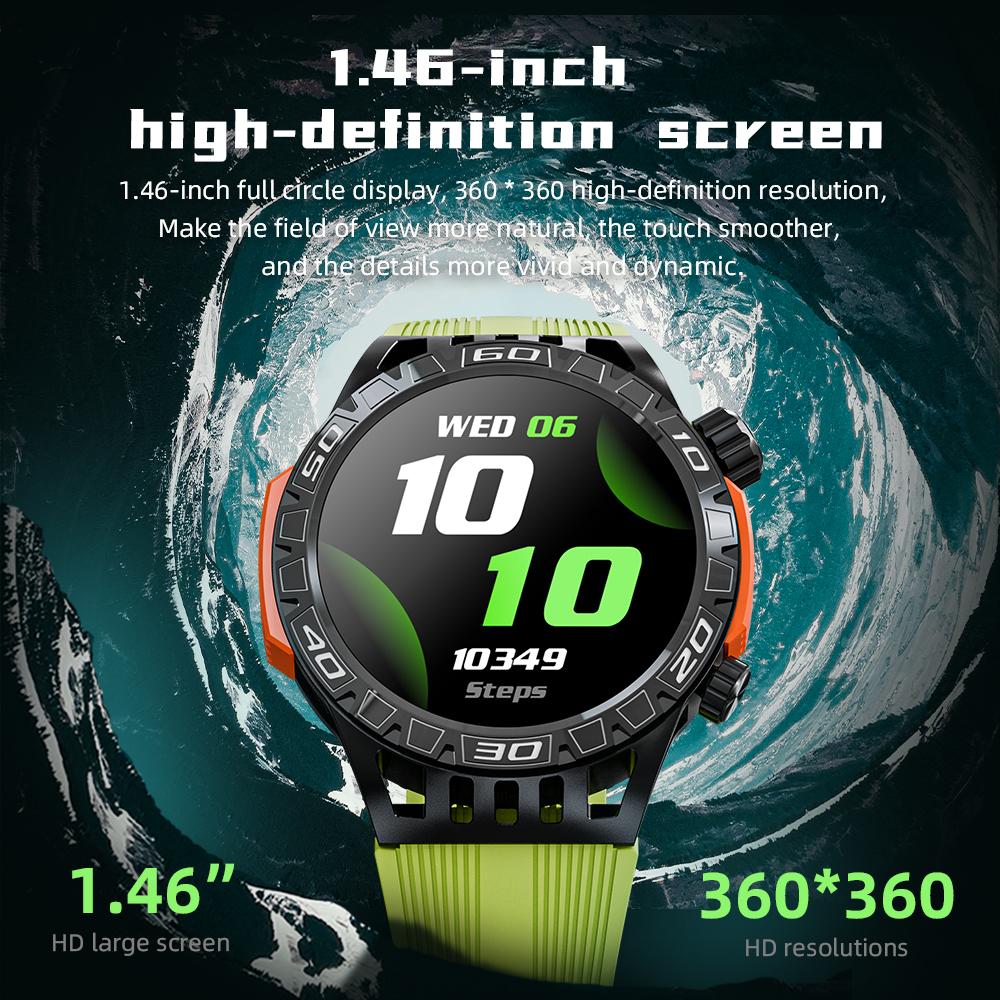 Multifunctional Smartwatch, Bluetooth Call, Flashlight, Waterproof, 1.46-inch Screen, Compass, Sports Fitness Tracker