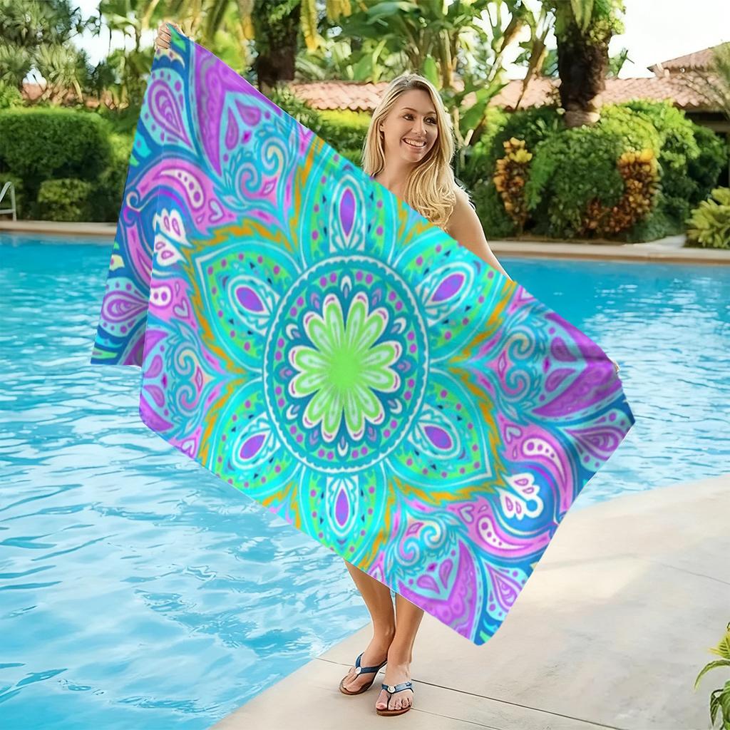 Vintage Colorful Patterns Beach Towel Quick-drying Super Absorbent Suitable for Beach Vacation Pool Yoga Summer Gift for Friends
