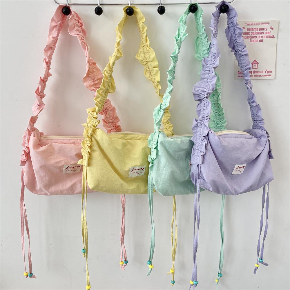 Versatile 2025 Pleated Canvas Shoulder & Crossbody Bag for Girls