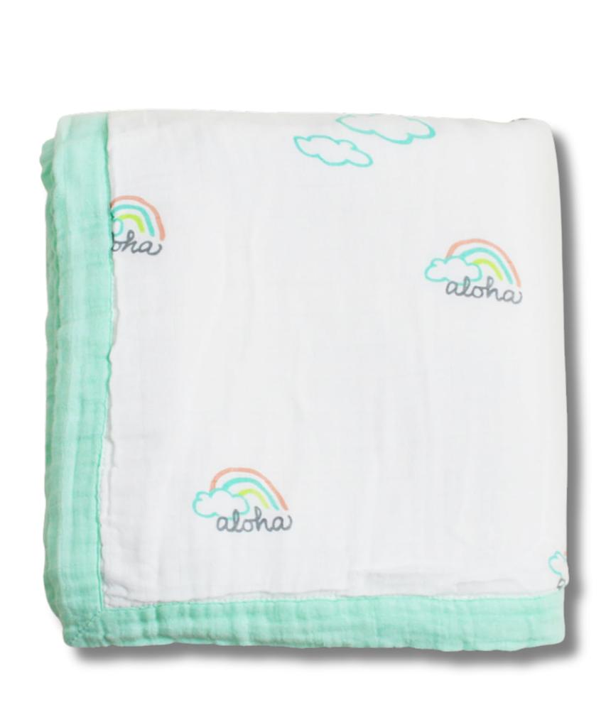 Coco Moon Rainbow Pattern Havajská deka 8 vrstev zavinovaček Na dotek měkký jako hedvábí [Deka/Pot o'Aloha]