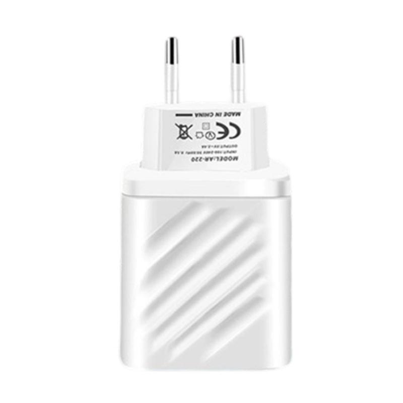 

Two Port USB Charger LED Display European Plugs 2.4A Smartests Charging Plastic for Phone Mobile Device білий