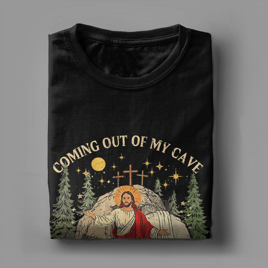 Coming Out of My Cave the Jesus Resurrection EasterTShirt Summer Fashion TShirts Cotton Comfortable Tees ShortSleeved