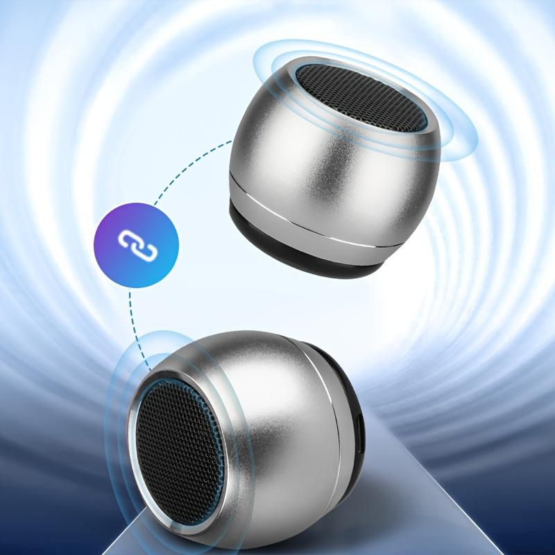Luxury Tiny Bluetooth Metal Silvery Speaker TWS Portable Car Audio Wireless Stereo Steel Gun Heavy Subwoofer Outdoor Loudspeaker