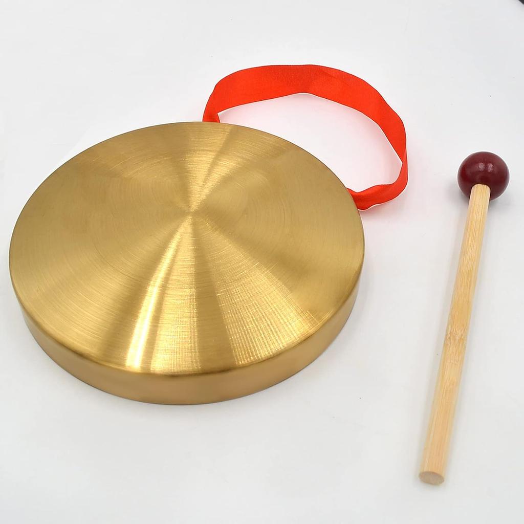 9/12/15cm Mini Gong Instrument Chinese Traditional Percussion Instrument Copper Gong with Beater for Kid Toy Celebration