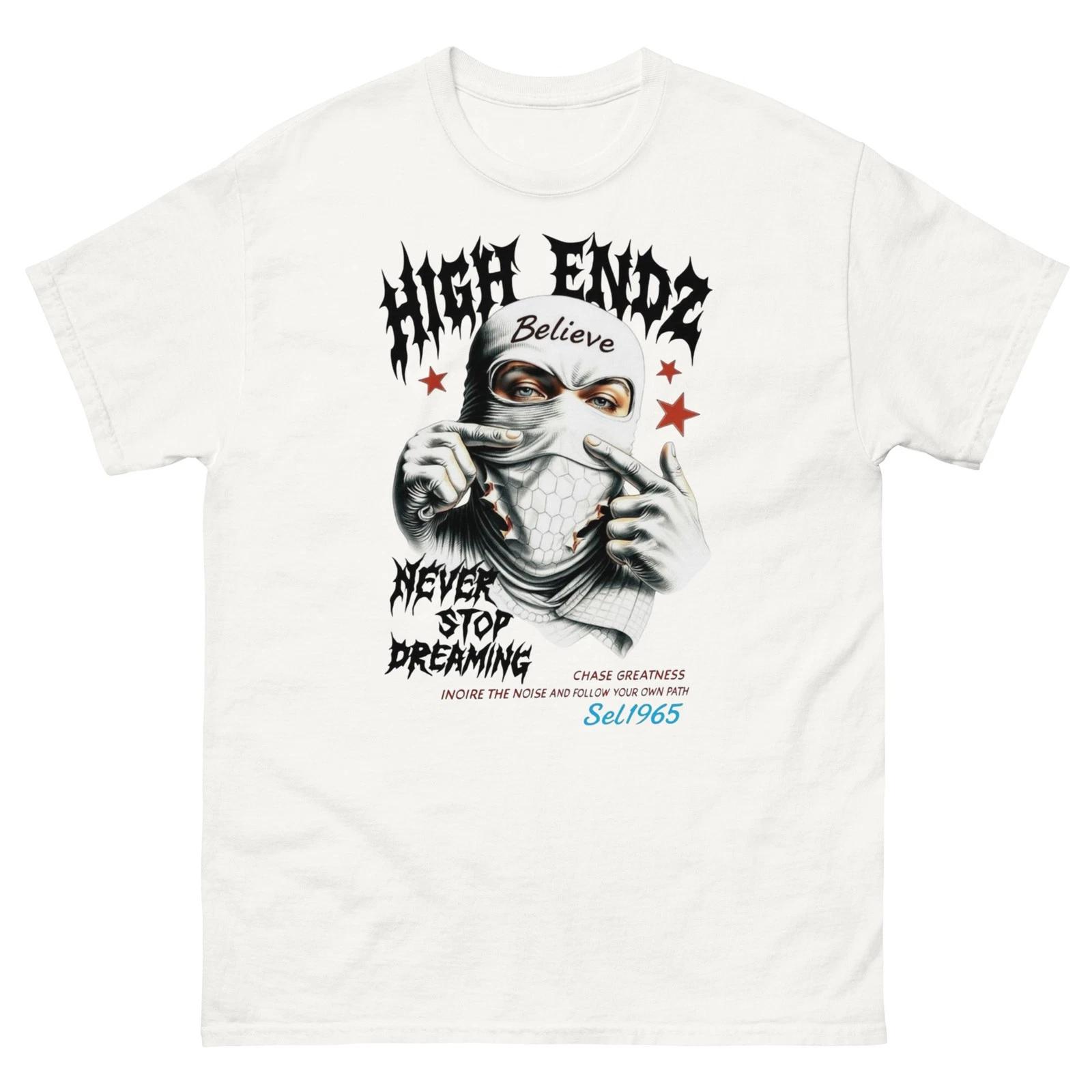 

High Ends Graphic T-Shirt | Y2K Streetwear Mask Urban Style Tee S