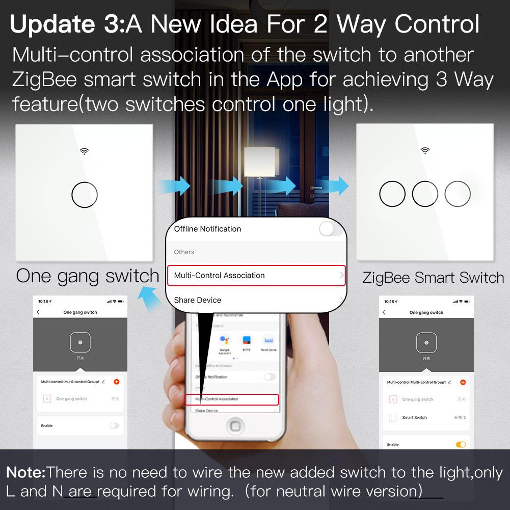 Tuya App Remote Control Single Fire Wire and Neutral Wire Smart Wall Switch 1 Gang Smart Switch