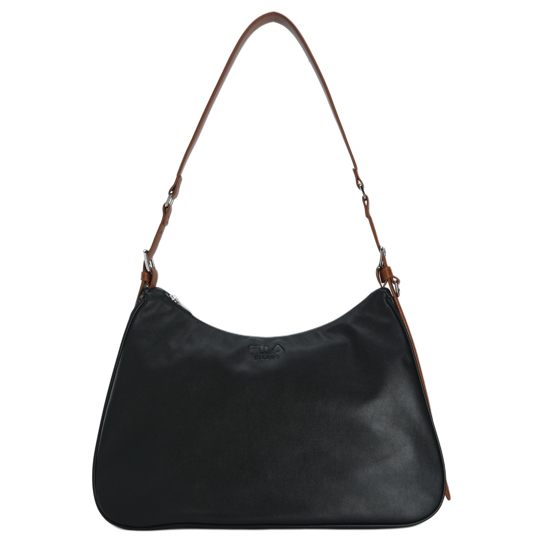 FILA Milan Fashion Week SNBN Series Fashion Trend Classic Casual Commuter Versatile PU Shoulder Bag Women bags Black F13U625145FBK Jet Black