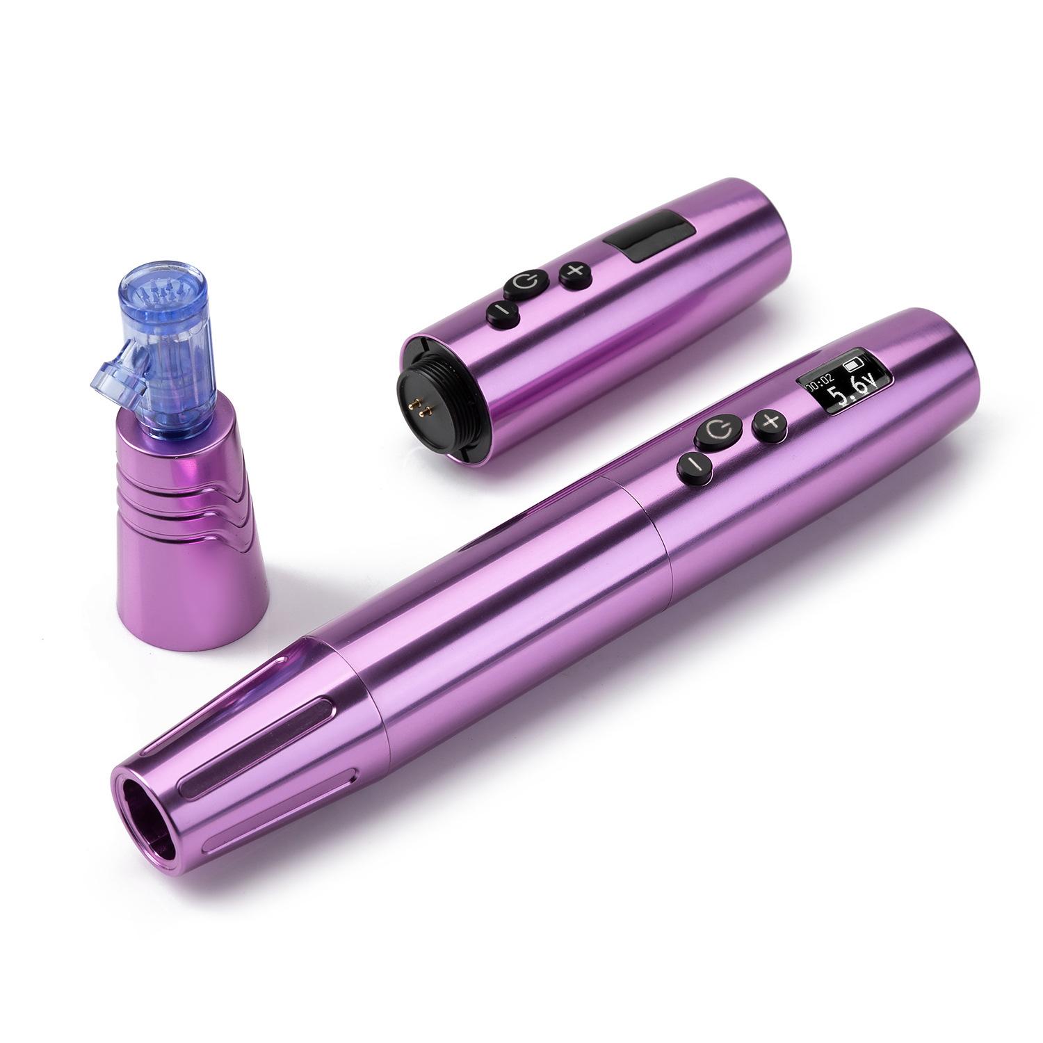 

2 в 1, беспроводная ручка для татуировки PMU, 12000 об/мин, полуперманентная подводка для бровей, губ, инструмент для макияжа, машина для татуировки тела фиолетовый