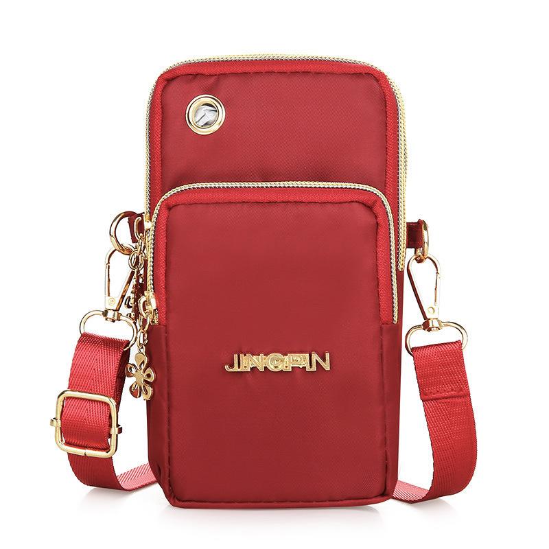 New Mobile Phone Bag, Women's Messenger Bag, Three-layer Zipper Nylon Bag, Vertical Model, Change Bag, Arm Bag.