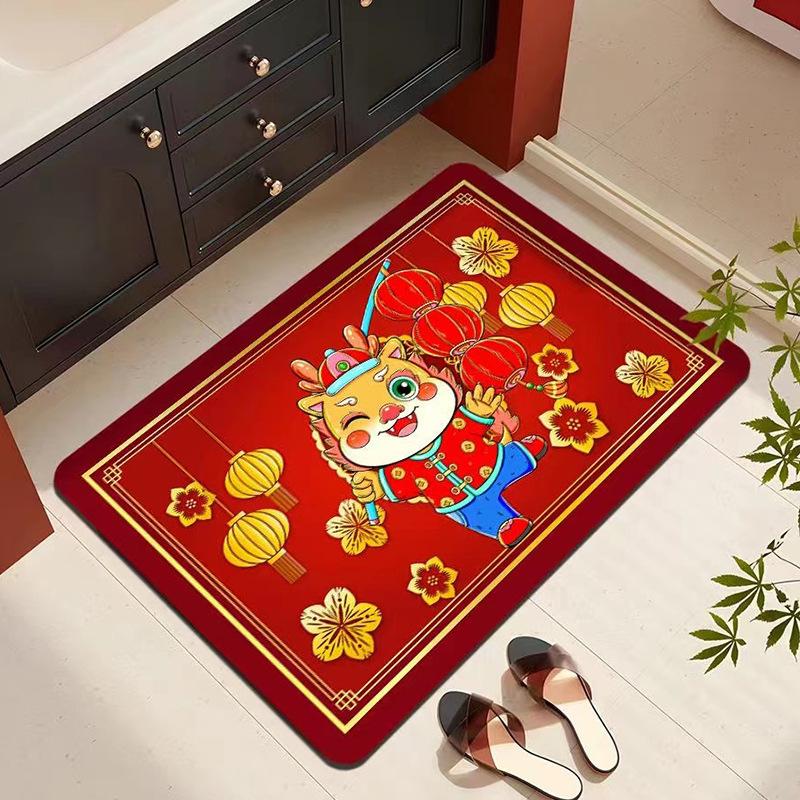 Schöne Drachenjahr Badezimmermatte Haushalt Saugfähig Schnelltrocknende Technologie Stoffmatte Toilette Rutschfeste Fußmatte
