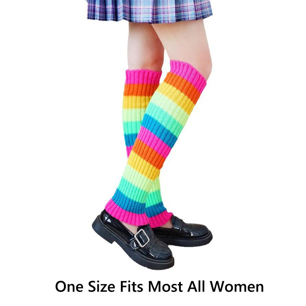 Party Sport Yoga Neon Gerippte Stulpen Halloween Kostüm Strick Lange Socken für Frauen & Mädchen