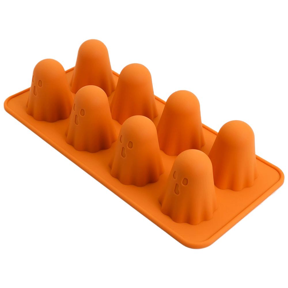 Reusable 3D Halloween Ghost Chocolate Mold Kawaii Ghost Silicone Mold 8/9-Cavity Ice Cube Candy Jelly Mould Cake Tool