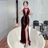 Women's sexy temperament elegant dress split-ended long dress