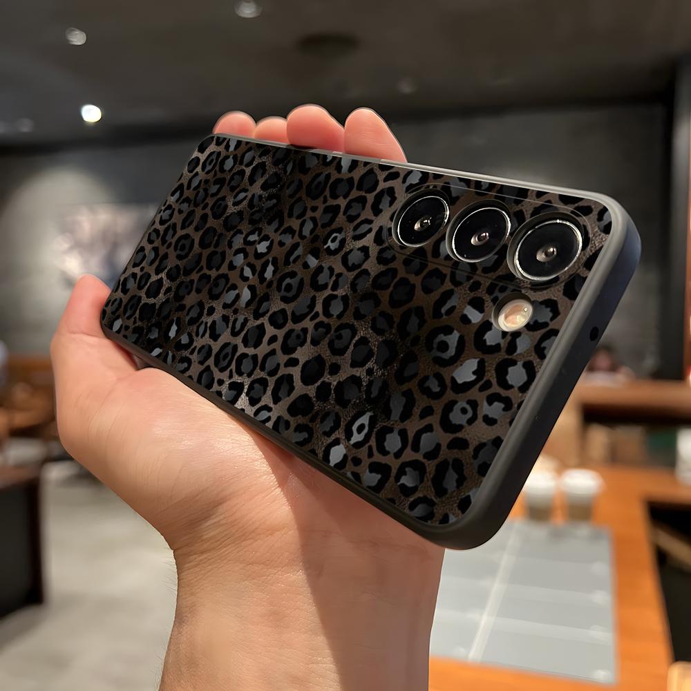S-Stylish C-Cute Leopard Phone Case For Samsung A56 A36 A26 A16 A15 A25 A35 A55 A14 A34 A24 A54 Black Soft Shell