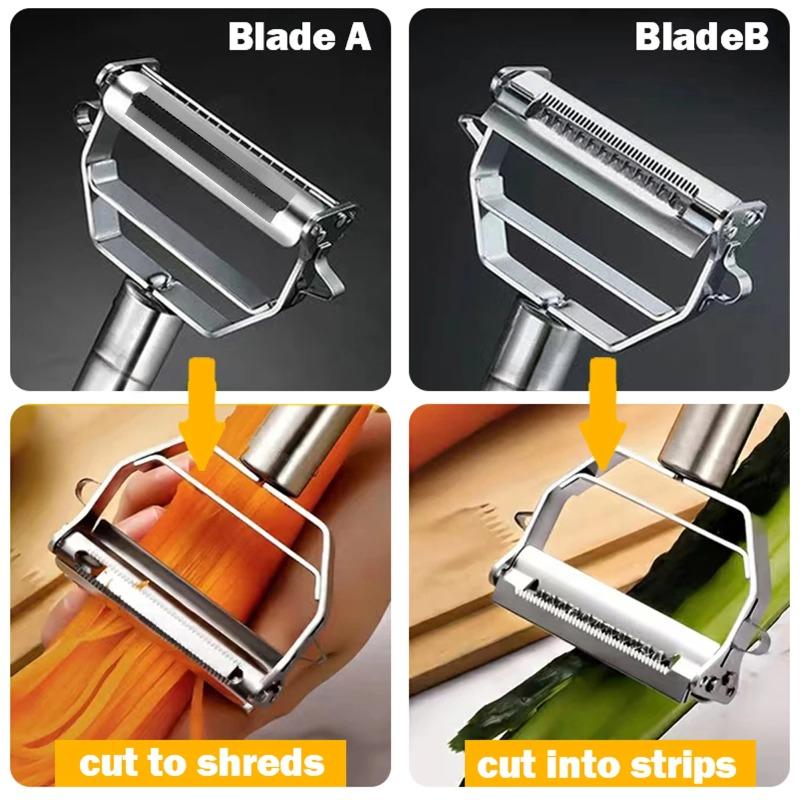 3 BUC Peeler de Legume pentru Bucătărie Oțel Inoxidabil Răzătoare de Pepene Dublu Cap Peeler de Uz Casnic Multi-Funcțional Peeler de Fructe și Legume