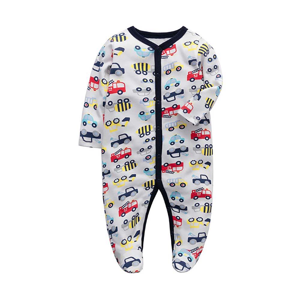 Jungen Mädchen Cartoon Gestreiften Druck Hause Strampler Pyjamas Neugeborenen Baby Kleidung