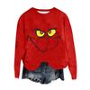 Women's Fashion Round Neck Pullover Top Long Sleeve Tee Christmas Printed Sweatshirt