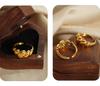 18k Gold Geometric Open Knuckle Ring - Non-Fading Retro Design for Couples