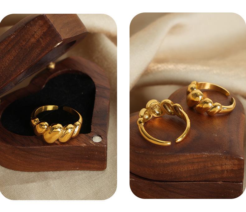 18k Gold Geometric Open Knuckle Ring - Non-Fading Retro Design for Couples