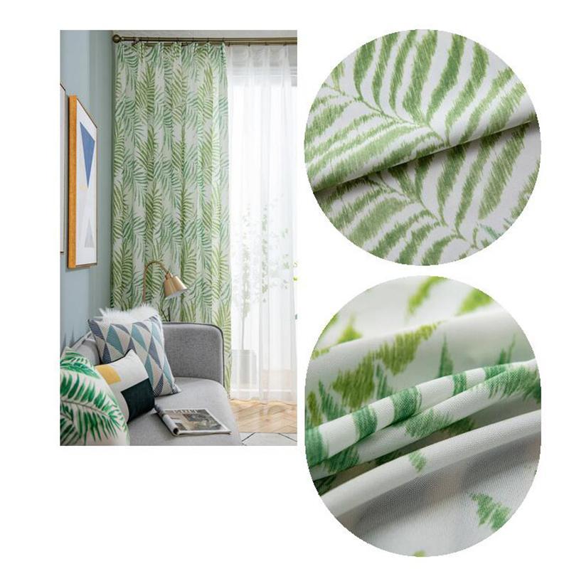 Vintage Garden Fresh Plant Leaves Living Room Study Bedroom Curtain Gauze Curtain Window Curtain Decor