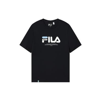 Fila Letter Print Round Neck Short Sleeve T-Shirt Women Tops Black F11W149102F-NV
