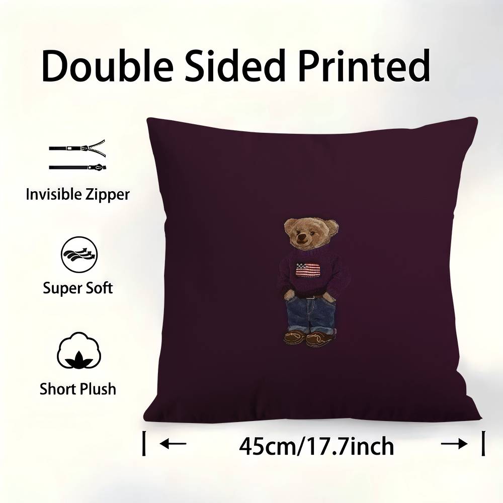 Cushion Cover Pillow Cover Decor Pillowcase Printed Cushion Case For Couch PPOLOs Bear