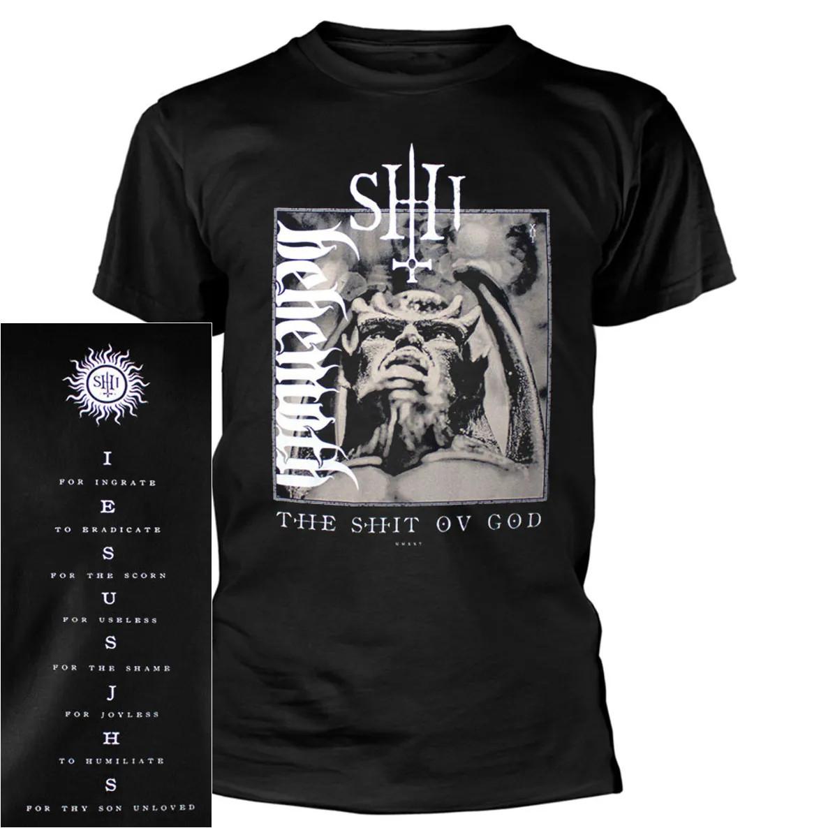 Behemoth The Shit Ov God Vertical Logo Cover Shirt Black Metal Band Merch TShirt S