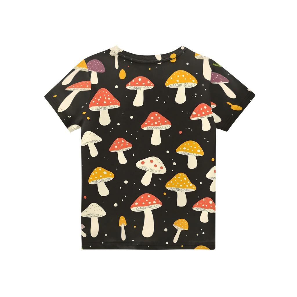 Kinder bedrucktes Rundhals Kurzarm Freizeit-T-Shirt