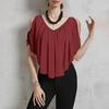 Women's Casual V-neck Off-shoulder Solid Color T-shirt