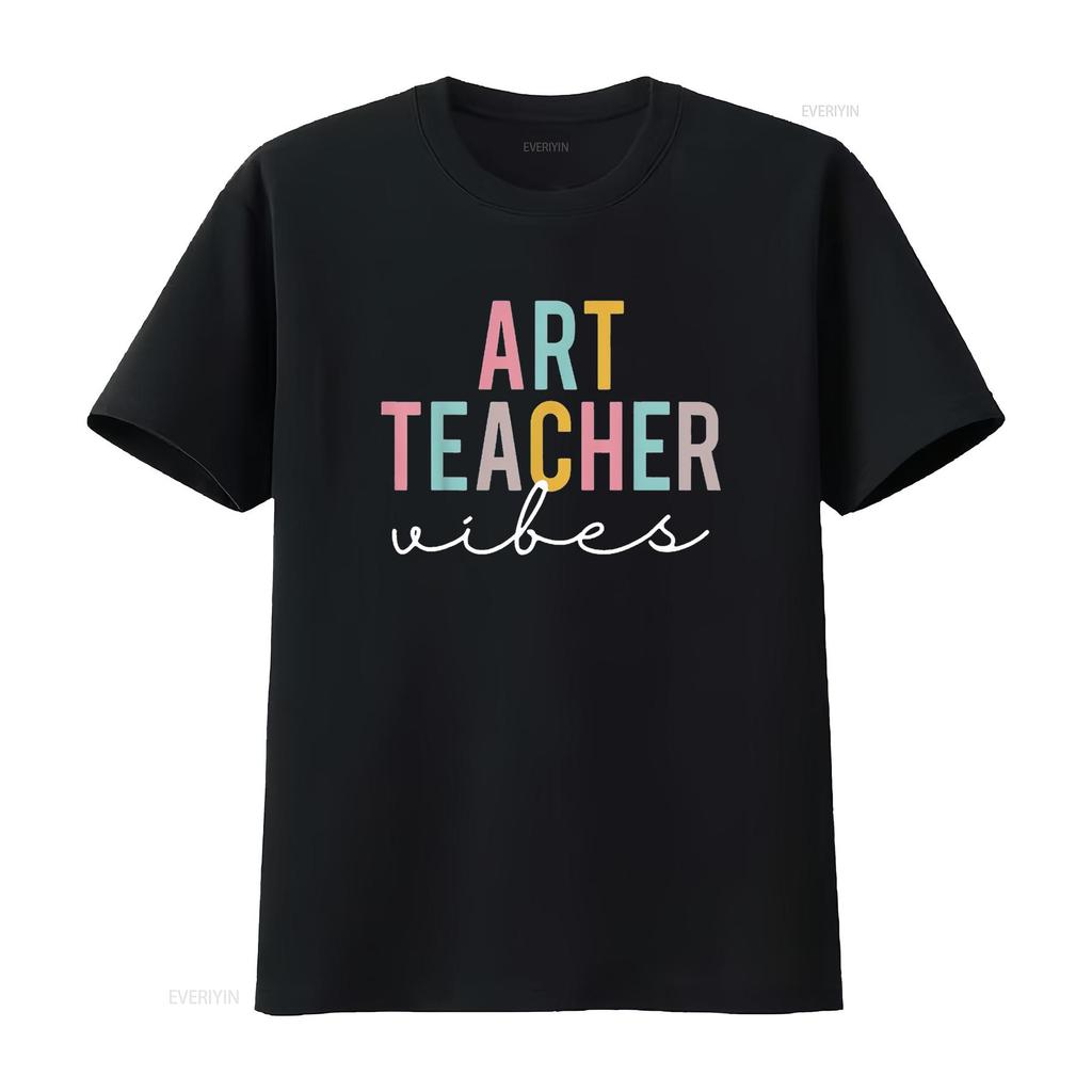 Mens Art Teacher Vibes Colorful Appreciation Day Back To School T Shirt Black Medium Vintage Washed Stylish Unisex Homme