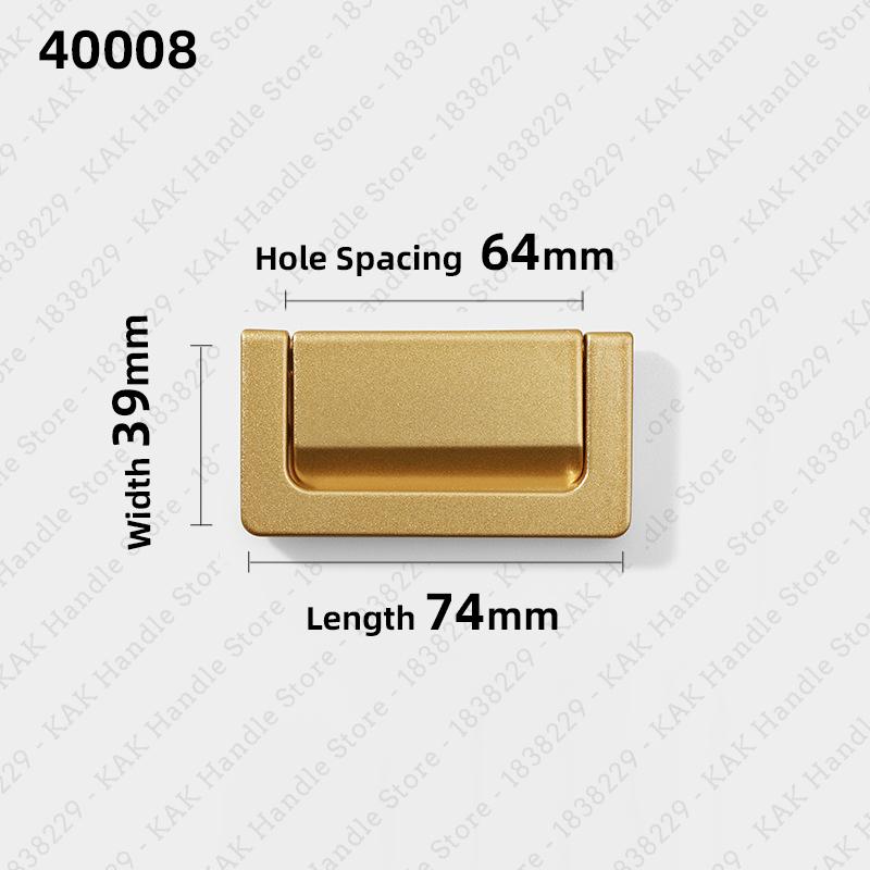 KAK Hidden Furniture Handle Gold Aluminum Alloy Flat Concealed Buckle Cabinet Pulls Flush Mounted Wardrobe Door Handle Hardware