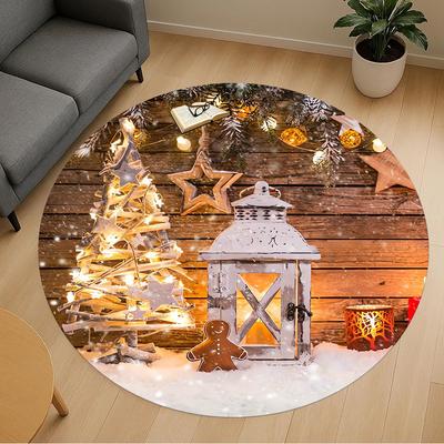 1pc Christmas Decorations Round Chair Mat Area Rug - Non-Slip, Floor Mat for Office, Bedroom, Home Decor Christmas Gift P0811191