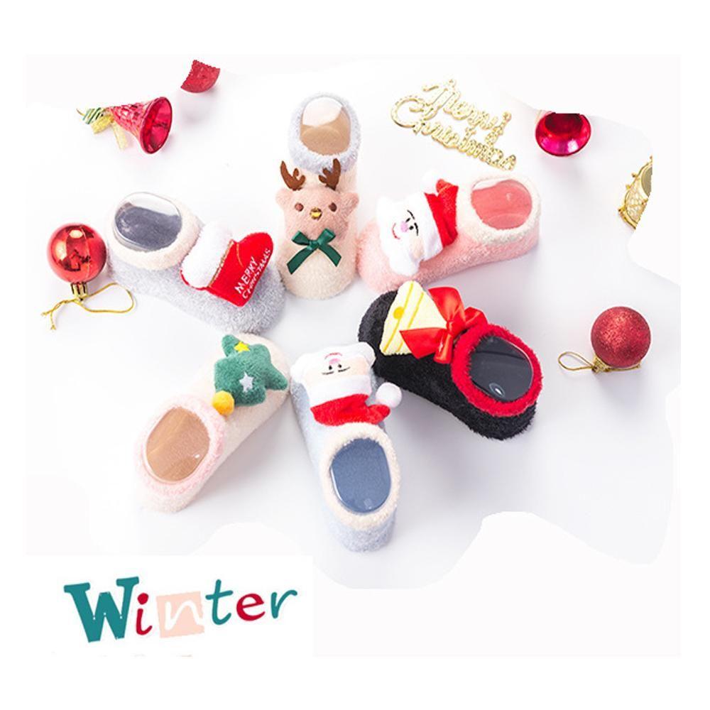 Newborn Winter Warm Anti Slip Cartoon Christmas Baby Socks