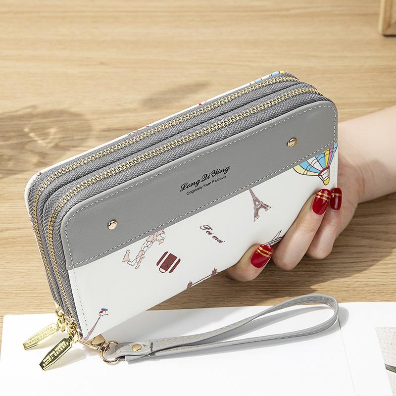 

Женские кошельки Милый стиль Клатч на двойной молнии - Кошелек, держатель для карт и монетница 19.5 * 10 * 4CM серый