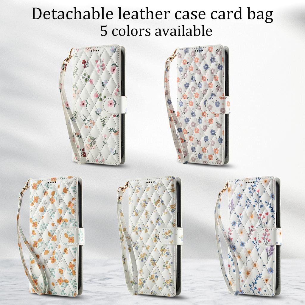 Étui en Cuir Motif Floral Mode Luxe Pour iPhone 16 15 14 13 12 11 17 Pro Max Plus 16e Portefeuille à Rabat Affaires Couverture avec Emplacement pour Carte
